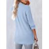 imageAstylish Women 2026 Loose Fit Tops Cotton Linen Button Down Shirts Collared Roll Up Long Sleeve V Neck BlousesSky Blue