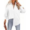imageAstylish Women 2026 Loose Fit Tops Cotton Linen Button Down Shirts Collared Roll Up Long Sleeve V Neck BlousesWhite