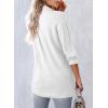 imageAstylish Women 2026 Loose Fit Tops Cotton Linen Button Down Shirts Collared Roll Up Long Sleeve V Neck BlousesWhite