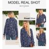 imageAstylish Womens Trendy Polka Dot Alicia Floral Blouses Long Sleeve Shirts Chiffon V Neck Bohemian Collared TopsDark Blue
