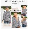 imageAstylish Womens Trendy Polka Dot Alicia Floral Blouses Long Sleeve Shirts Chiffon V Neck Bohemian Collared TopsGray