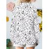 imageAstylish Womens Trendy Polka Dot Alicia Floral Blouses Long Sleeve Shirts Chiffon V Neck Bohemian Collared TopsWhite