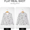 imageAstylish Womens Trendy Polka Dot Alicia Floral Blouses Long Sleeve Shirts Chiffon V Neck Bohemian Collared TopsWhite