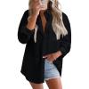 imageAstylish Women 2026 Loose Fit Tops Cotton Linen Button Down Shirts Collared Roll Up Long Sleeve V Neck BlousesBlack
