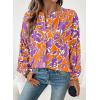 imageAstylish Womens 2026 Boho Floral Loose Spring Summer Tops Lantern Sleeve Flowy Blouses V Neck Button Down ShirtsOrange