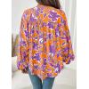 imageAstylish Womens 2026 Boho Floral Loose Spring Summer Tops Lantern Sleeve Flowy Blouses V Neck Button Down ShirtsOrange