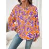 imageAstylish Womens 2026 Boho Floral Loose Spring Summer Tops Lantern Sleeve Flowy Blouses V Neck Button Down ShirtsOrange