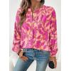 imageAstylish Womens 2026 Boho Floral Loose Spring Summer Tops Lantern Sleeve Flowy Blouses V Neck Button Down ShirtsPink