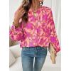 imageAstylish Womens 2026 Boho Floral Loose Spring Summer Tops Lantern Sleeve Flowy Blouses V Neck Button Down ShirtsPink