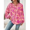 imageAstylish Womens 2026 Boho Floral Loose Spring Summer Tops Lantern Sleeve Flowy Blouses V Neck Button Down ShirtsPink