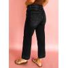 imageAstylish Womens 2026 Stretchy Wide Leg High Waisted Jeans Tummy Control Casual Cropped Ankle Denim PantsBlack