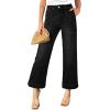 imageAstylish Womens 2026 Stretchy Wide Leg High Waisted Jeans Tummy Control Casual Cropped Ankle Denim PantsBlack