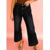 imageAstylish Womens 2026 Stretchy Wide Leg High Waisted Jeans Tummy Control Casual Cropped Ankle Denim PantsBlack