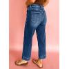 imageAstylish Womens 2026 Stretchy Wide Leg High Waisted Jeans Tummy Control Casual Cropped Ankle Denim PantsDark Blue