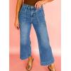 imageAstylish Womens 2026 Stretchy Wide Leg High Waisted Jeans Tummy Control Casual Cropped Ankle Denim PantsDusk Blue