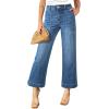 imageAstylish Womens 2026 Stretchy Wide Leg High Waisted Jeans Tummy Control Casual Cropped Ankle Denim PantsDusk Blue