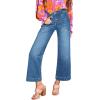 imageAstylish Womens 2026 Stretchy Wide Leg High Waisted Jeans Tummy Control Casual Cropped Ankle Denim PantsDusk Blue