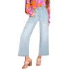 imageAstylish Womens 2026 Stretchy Wide Leg High Waisted Jeans Tummy Control Casual Cropped Ankle Denim PantsLight Blue