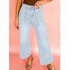 imageAstylish Womens 2026 Stretchy Wide Leg High Waisted Jeans Tummy Control Casual Cropped Ankle Denim PantsLight Blue