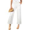 imageAstylish Womens 2026 Stretchy Wide Leg High Waisted Jeans Tummy Control Casual Cropped Ankle Denim PantsWhite