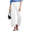 imageAstylish Womens 2026 Stretchy Wide Leg High Waisted Jeans Tummy Control Casual Cropped Ankle Denim PantsWhite