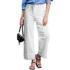 imageAstylish Womens 2026 Stretchy Breathable Wide Leg High Waisted Jeans Casual Cropped Ankle Denim Pants with Vertical SeamsWhite