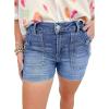 imageAstylish Womens High Waisted Jean Shorts Stretchy Casual Fashion Trendy Denim Shorts with Penny Patch PocketDusk Blue