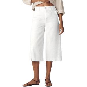 imageAstylish Capris Jeans for Women Wide Leg High Waisted Stretchy Jean Pants with Slanted PocketsWhite