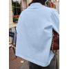 image:imageAstylish Women Spring Summer Tops Ruffle Collar Button Down Shirts Long Sleeve Pleated Business Casual BlousesBeau Blue