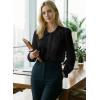 image:imageAstylish Women Spring Summer Tops Ruffle Collar Button Down Shirts Long Sleeve Pleated Business Casual BlousesBlack
