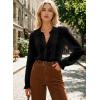 image:imageAstylish Women Spring Summer Tops Ruffle Collar Button Down Shirts Long Sleeve Pleated Business Casual BlousesBlack