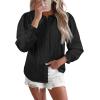 image:imageAstylish Women Spring Summer Tops Ruffle Collar Button Down Shirts Long Sleeve Pleated Business Casual BlousesBlack