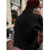 image:imageAstylish Women Spring Summer Tops Ruffle Collar Button Down Shirts Long Sleeve Pleated Business Casual BlousesBlack