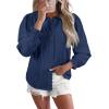 image:imageAstylish Women Spring Summer Tops Ruffle Collar Button Down Shirts Long Sleeve Pleated Business Casual BlousesNavy Blue
