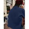 image:imageAstylish Women Spring Summer Tops Ruffle Collar Button Down Shirts Long Sleeve Pleated Business Casual BlousesNavy Blue