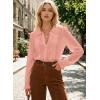 image:imageAstylish Women Spring Summer Tops Ruffle Collar Button Down Shirts Long Sleeve Pleated Business Casual BlousesPink