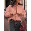 image:imageAstylish Women Spring Summer Tops Ruffle Collar Button Down Shirts Long Sleeve Pleated Business Casual BlousesPink
