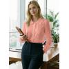 image:imageAstylish Women Spring Summer Tops Ruffle Collar Button Down Shirts Long Sleeve Pleated Business Casual BlousesPink