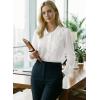image:imageAstylish Women Spring Summer Tops Ruffle Collar Button Down Shirts Long Sleeve Pleated Business Casual BlousesWhite