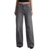 image:imageAstylish Womens 2026 High Waisted Wide Leg Jeans Front Seam Straight Denim PantsDark Grey