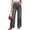 image:imageAstylish Womens 2026 High Waisted Wide Leg Jeans Front Seam Straight Denim PantsDark Grey