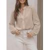 image:imageAstylish Womens Cotton Linen Button Down Shirt Eyelet Lace Long Sleeve Blouse Boho TopsBeige