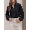 image:imageAstylish Womens Cotton Linen Button Down Shirt Eyelet Lace Long Sleeve Blouse Boho TopsBlack