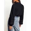 image:imageAstylish Womens Cotton Linen Button Down Shirt Eyelet Lace Long Sleeve Blouse Boho TopsBlack