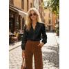 image:imageAstylish Womens Cotton Linen Button Down Shirt Eyelet Lace Long Sleeve Blouse Boho TopsBlack