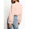 image:imageAstylish Womens Cotton Linen Button Down Shirt Eyelet Lace Long Sleeve Blouse Boho TopsLight Pink