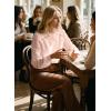 image:imageAstylish Womens Cotton Linen Button Down Shirt Eyelet Lace Long Sleeve Blouse Boho TopsLight Pink