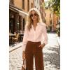 image:imageAstylish Womens Cotton Linen Button Down Shirt Eyelet Lace Long Sleeve Blouse Boho TopsLight Pink