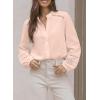 image:imageAstylish Womens Cotton Linen Button Down Shirt Eyelet Lace Long Sleeve Blouse Boho TopsLight Pink