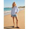 image:imageAstylish Womens Cotton Linen Button Down Shirt Eyelet Lace Long Sleeve Blouse Boho TopsSky Blue
